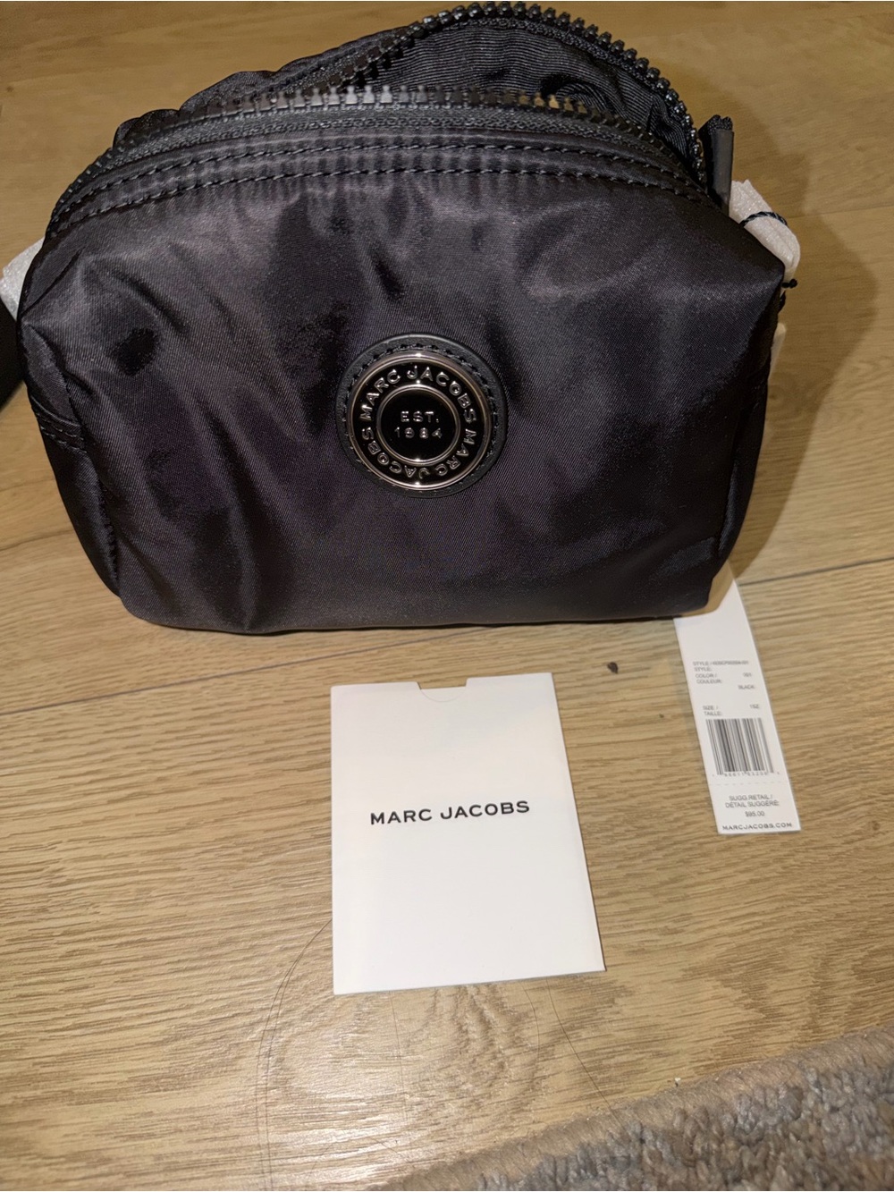 Marc Jacobs Black Nylon Toiletry Pouch with Logo Patch